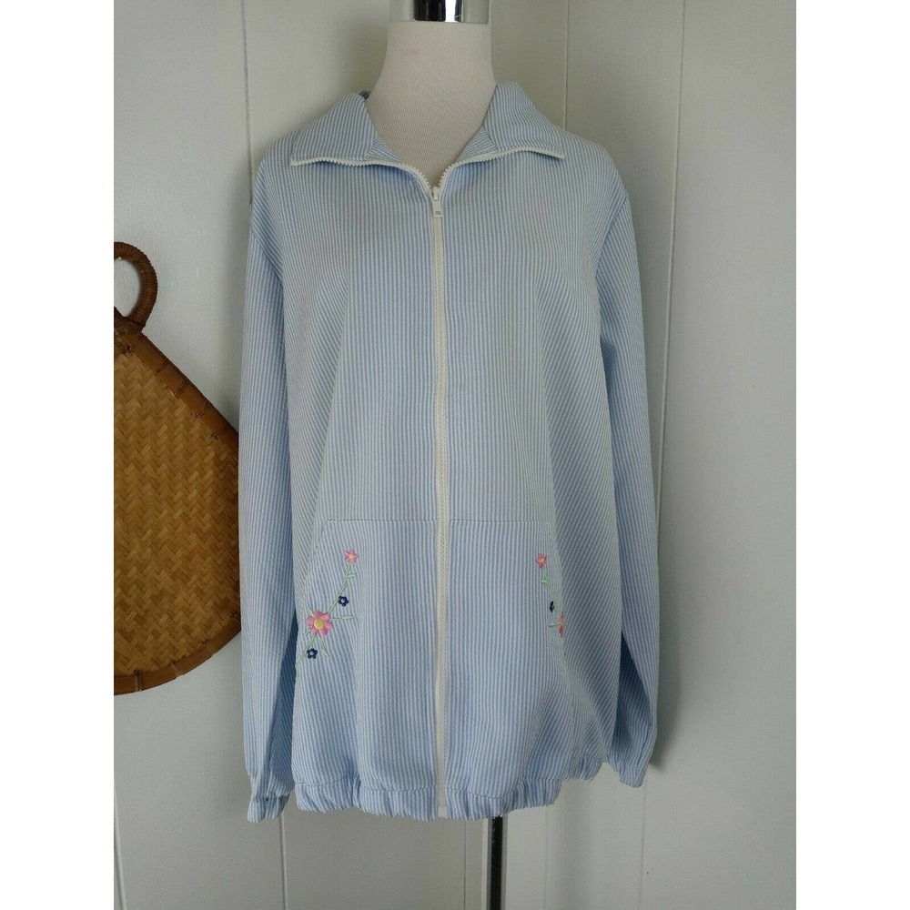 Blair Seersucker Tracksuit Jacket Embroidery 80s‎